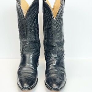 Vintage Western Boots Cowboy  Men's 10.5 D Black Leather Made In USA